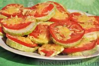 Фото к рецепту: Кабачки с помидорами и сыром на мангале