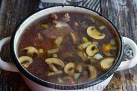 Фото приготовления рецепта: Суп с говядиной, фасолью и грибами - шаг №10