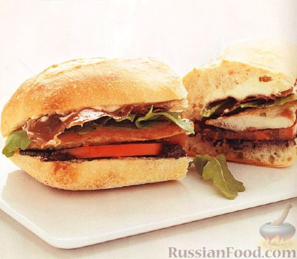 Рецепт Сэндвичи с куриными отбивными и ветчиной
