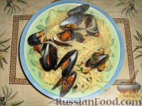 Фото к рецепту: Паста (макароны) лингуине  с мидиями