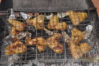 Фото приготовления рецепта: Куриные крылышки в медовом маринаде (на мангале) - шаг №8