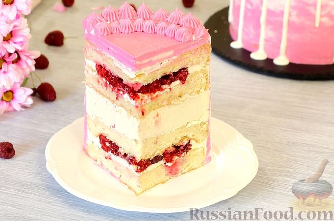 Бисквитный торт с кремом - чиз и ягодным джемом | Лучшие рецепты | Дзен