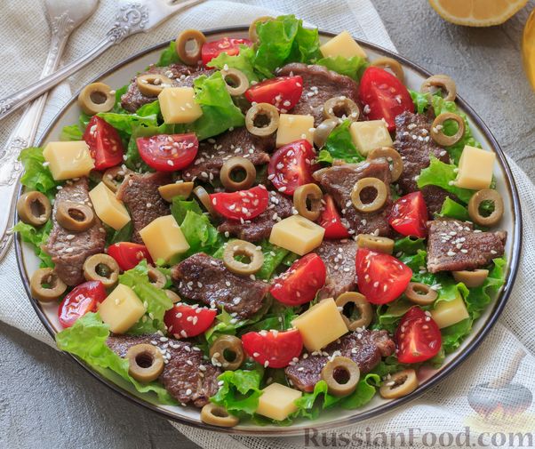 Салат с маринованной говядиной и помидорами – пошаговый рецепт приготовления с фото