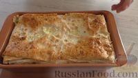 Фото приготовления рецепта: Пирог из лаваша  с картошкой, сыром и зелёным луком - шаг №9