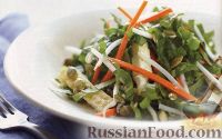 Фото к рецепту: Салат с омлетом и ростками фасоли