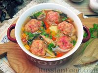 Фото приготовления рецепта: Куриный суп с овощами и свекольными клецками - шаг №19