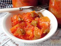 Фото приготовления рецепта: Овощной салат из кабачков, сладкого перца и помидоров (на зиму) - шаг №16