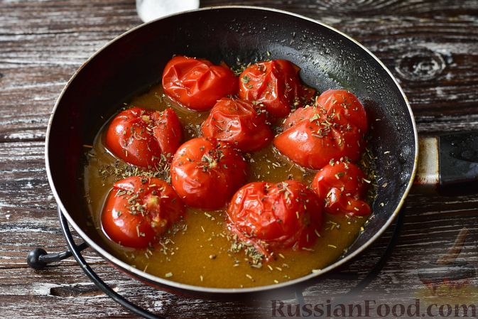 Рецепт жареных помидор с чесноком