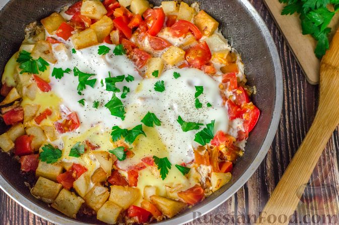 Как приготовить Яичница с помидорами и сыром в духовке - пошаговое описание