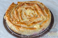 Фото приготовления рецепта: Пирог из теста фило с вишней в яично-сливочной заливке - шаг №12