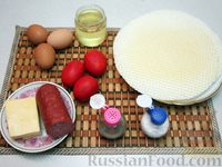 Фото приготовления рецепта: Вафельный бризоль с колбасой, помидорами и сыром - шаг №1