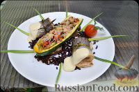 Фото к рецепту: Рулетики из сибаса, с овощами и рисом