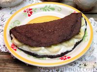 Фото приготовления рецепта: Шоколадный овсяноблин с начинкой из творога и бананов - шаг №11