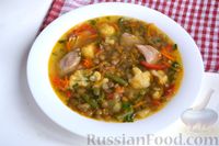 Фото к рецепту: Куриный суп с чечевицей и цветной капустой