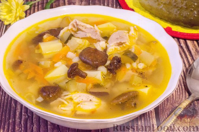 Суп с грибами сушеными и курицей: пошаговый рецепт с фото