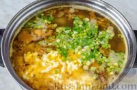 Фото приготовления рецепта: Сырный суп с лисичками и курицей - шаг №15