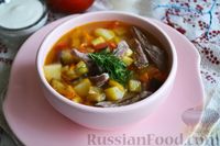 Фото приготовления рецепта: Суп с говядиной, баклажаном и сладким перцем - шаг №16