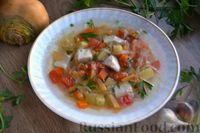 Фото к рецепту: Суп с куриной грудкой, репой и капустой