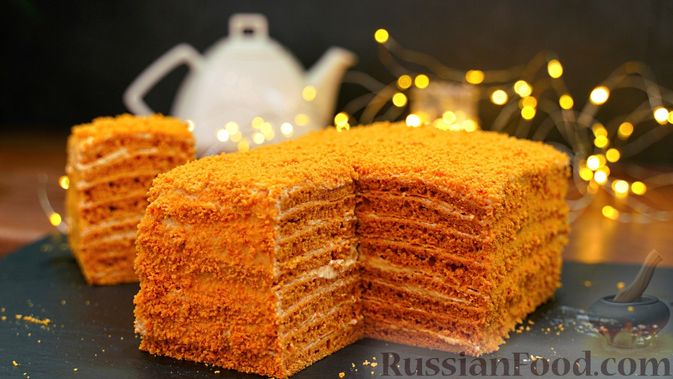 Хрустящий торт Наполеон с вареной сгущенкой