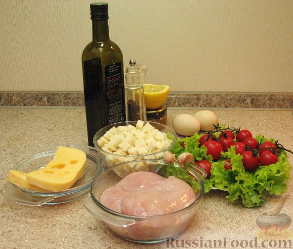 Салат «Цезарь» с курицей и помидорами черри – пошаговый рецепт приготовления с фото
