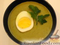 Фото к рецепту: Суп-пюре из щавеля с рисом и вареным яйцом