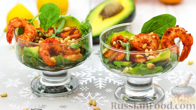 Руккола с тигровыми креветками и авокадо рецепт – Паназиатская кухня: Салаты. «Еда»