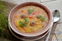 Фото приготовления рецепта: Суп с мясными фрикадельками, капустой и пшеном - шаг №15