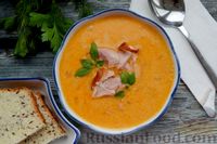 Фото приготовления рецепта: Сырный суп с копчёным окорочком и молоком - шаг №10
