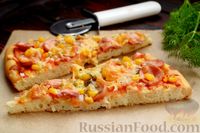 Фото к рецепту: Пицца с сосисками и кукурузой