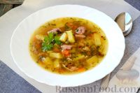 Фото к рецепту: Суп со свиной тушёнкой и консервированным горошком