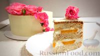 Фото к рецепту: Бисквитный торт "Неженка" с творожно-сливочным кремом и фруктами