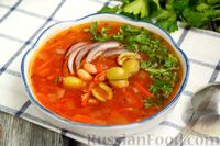 Фото приготовления рецепта: Греческий томатный суп с фасолью и оливками - шаг №16