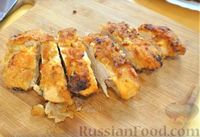 Фото к рецепту: Куриные грудки с надрезами "Гребешки", жаренные в панировке