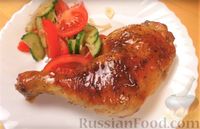Фото к рецепту: Жареные куриные окорочка с карамельной корочкой