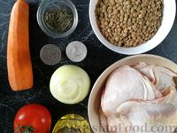 Фото приготовления рецепта: Курица, тушенная с чечевицей - шаг №1