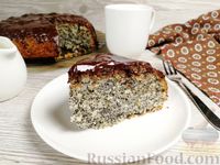 Фото к рецепту: Сметанный пирог с маком, кокосовой стружкой и шоколадной глазурью