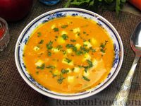 Фото приготовления рецепта: Морковный суп-пюре с яблоками и моцареллой - шаг №14