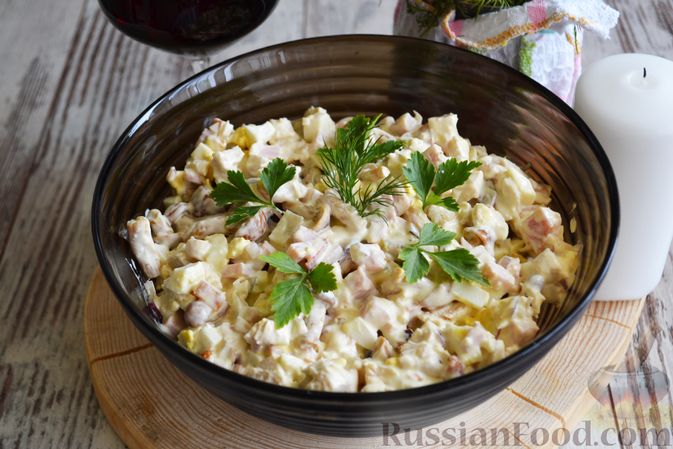 Куриный салат с ветчиной и опятами рецепт – Европейская кухня: Салаты. «Еда»