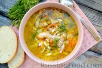 Фото приготовления рецепта: Куриный суп с консервированным горошком и яйцом - шаг №17
