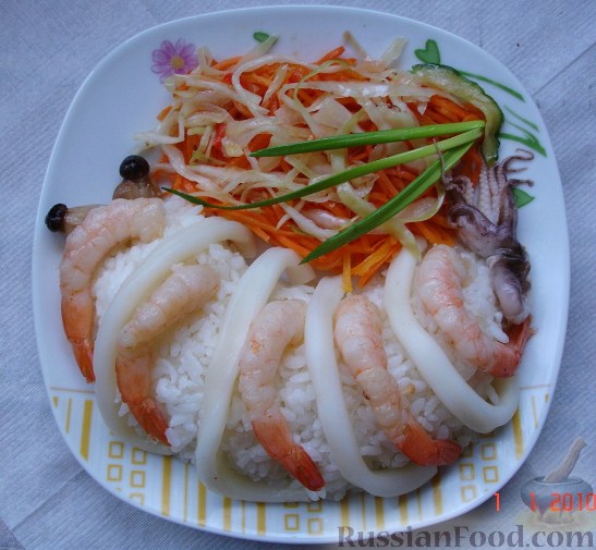 Рецепт Рис с морепродуктами и овощами