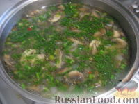 Фото приготовления рецепта: Гречневый суп с шампиньонами - шаг №10