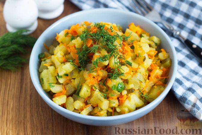 Постные салаты с картошкой и маринованными огурцами - рецепты с фото
