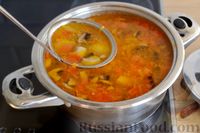 Фото приготовления рецепта: Суп с фаршем, рисом и обжаренными грибами - шаг №17