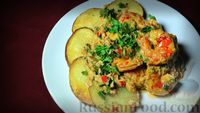 Фото к рецепту: Жареные креветки по-индонезийски, в соусе сатэй