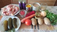 Фото приготовления рецепта: Рассольник с курицей, овощами, консервированной фасолью и кукурузой - шаг №1