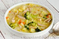 Фото к рецепту: Густой куриный суп с фасолью, брокколи и плавленым сыром