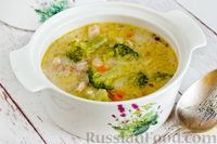 Фото приготовления рецепта: Густой куриный суп с фасолью, брокколи и плавленым сыром - шаг №19