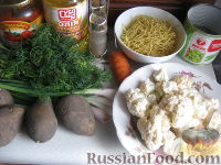 Фото приготовления рецепта: Суп с цветной капустой (брокколи) и вермишелью - шаг №1