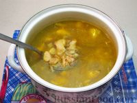 Фото приготовления рецепта: Рыбный суп с солеными огурцами и лапшой - шаг №17