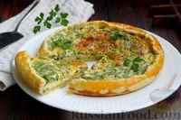 Фото приготовления рецепта: Открытый пирог с сыром и зеленью - шаг №15